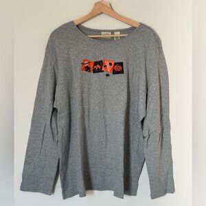 Classic Elements Embroidered Halloween Long Sleeve Shirt 20-22W Cat Spiders